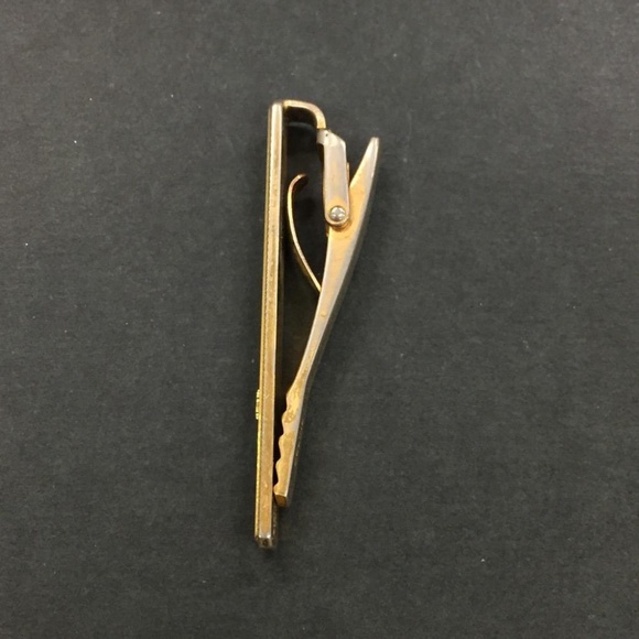 CELINE Sterling Silver 925 Tie Bar Tie Pin Logo clip Formal vintage authentic - Picture 10 of 14